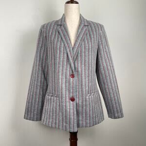 Vintage 70s Koko Knits of California Striped Blazer Jacket Womens 12 Retro Chic